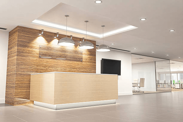 Office Reception Space with Lighting