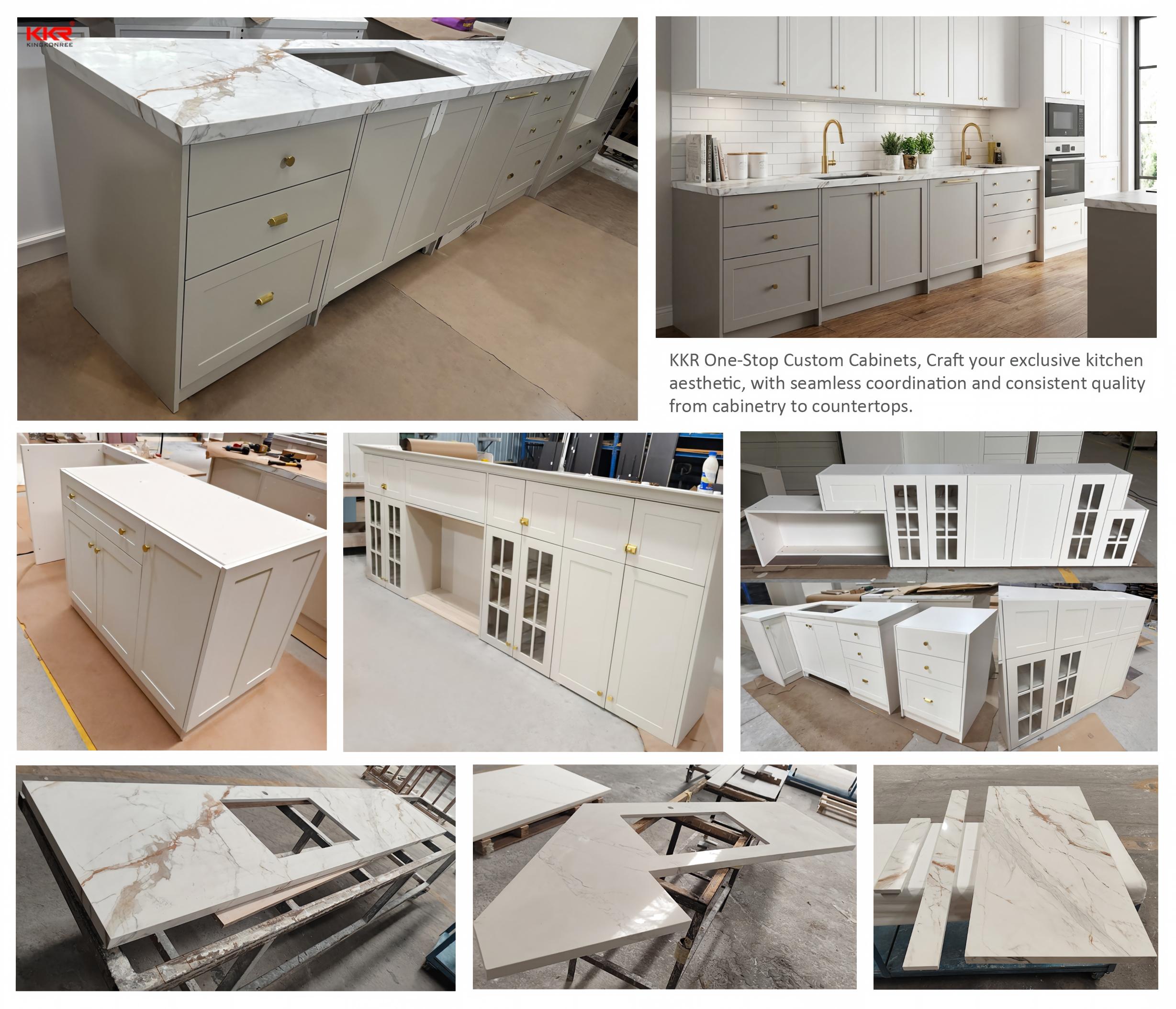 Custom L-Shaped Wood Grain Kitchen Cabinets KKR kitchen cabinet projects 1