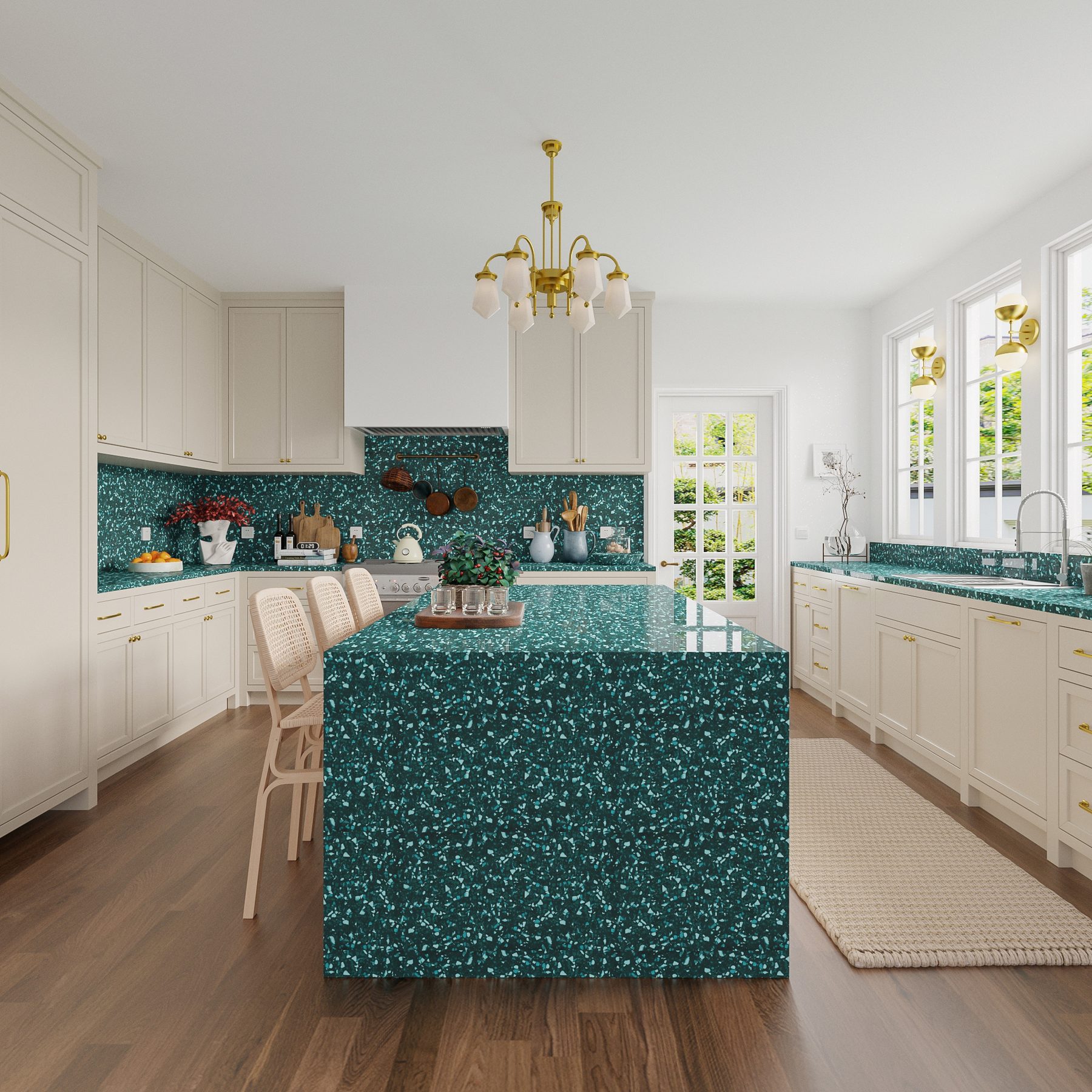 Green Solid Surface Sheets m2108 kitchen 2 4